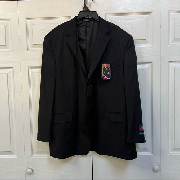 NWT Stafford 100% Wool Mens Black Pinstripe Suit Size 50R - Picture 9 of 14